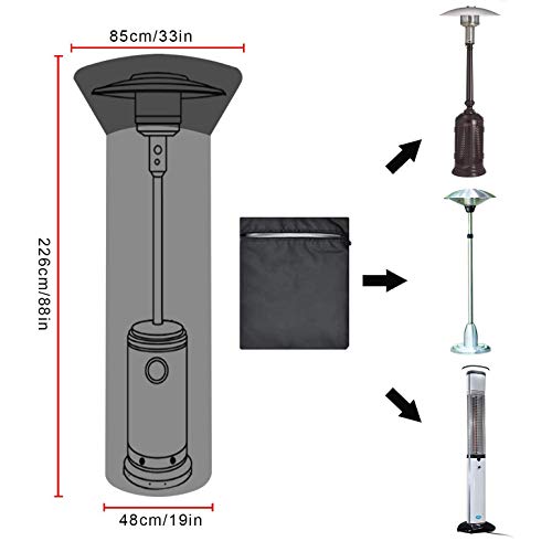 DCONMEE Patio Heater Cover Waterproof Oxford Cloth with Zipper, Stand up Outdoor Round Heater Covers.(H89XD33x19 inch)