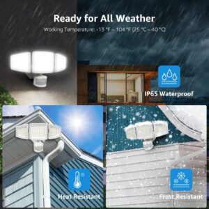 Lepro LED Security Lights, Outdoor Motion Sensor Light, Flood Lights with 3 Adjustable Heads, 270° Wide Lighting Angle, 27W 3200LM Super Bright, IP65 Waterproof for Yard Porch Garage, White