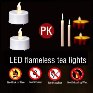 Battery Operated LED Tea Lights: 24PACK Flameless Votive Candles Lamp Realistic and Bright Flickering Holiday Gift Long Lasting 150Hours for Seasonal & Festival Celebration Warm White