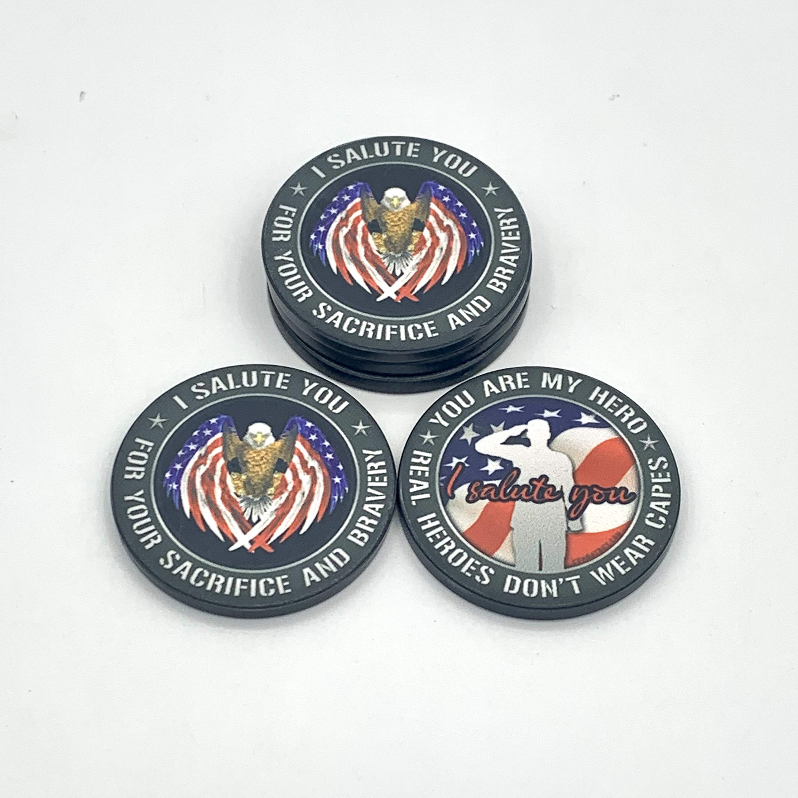 Nevada Jacks Military Veterans Token of Appreciation Coin Gift 5 Pack Ceramic Challenge Coins