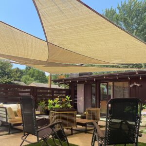 love story 10' x 10'x 14' right triangle sand sun shade sail canopy uv block cover for outdoor patio garden backyard