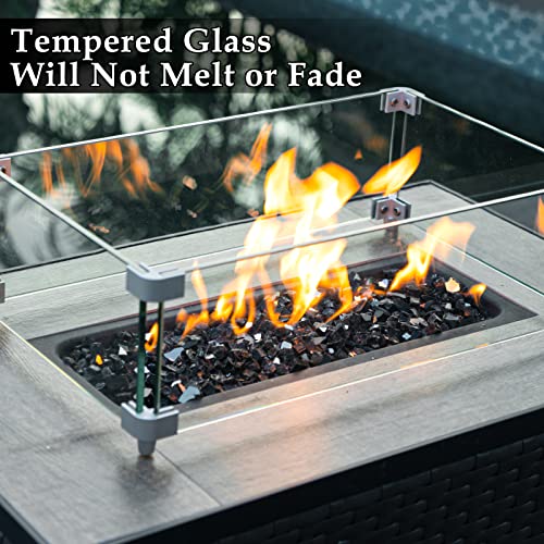 Future Way 20lbs Fire Pit Glass, 1/2 Inch Reflective Fire Glass for Fire Pit, Fire Table, Gas Fireplace, Decorative Glass Rocks, Black