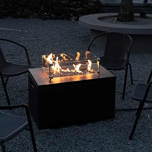 Future Way 20lbs Fire Pit Glass, 1/2 Inch Reflective Fire Glass for Fire Pit, Fire Table, Gas Fireplace, Decorative Glass Rocks, Black