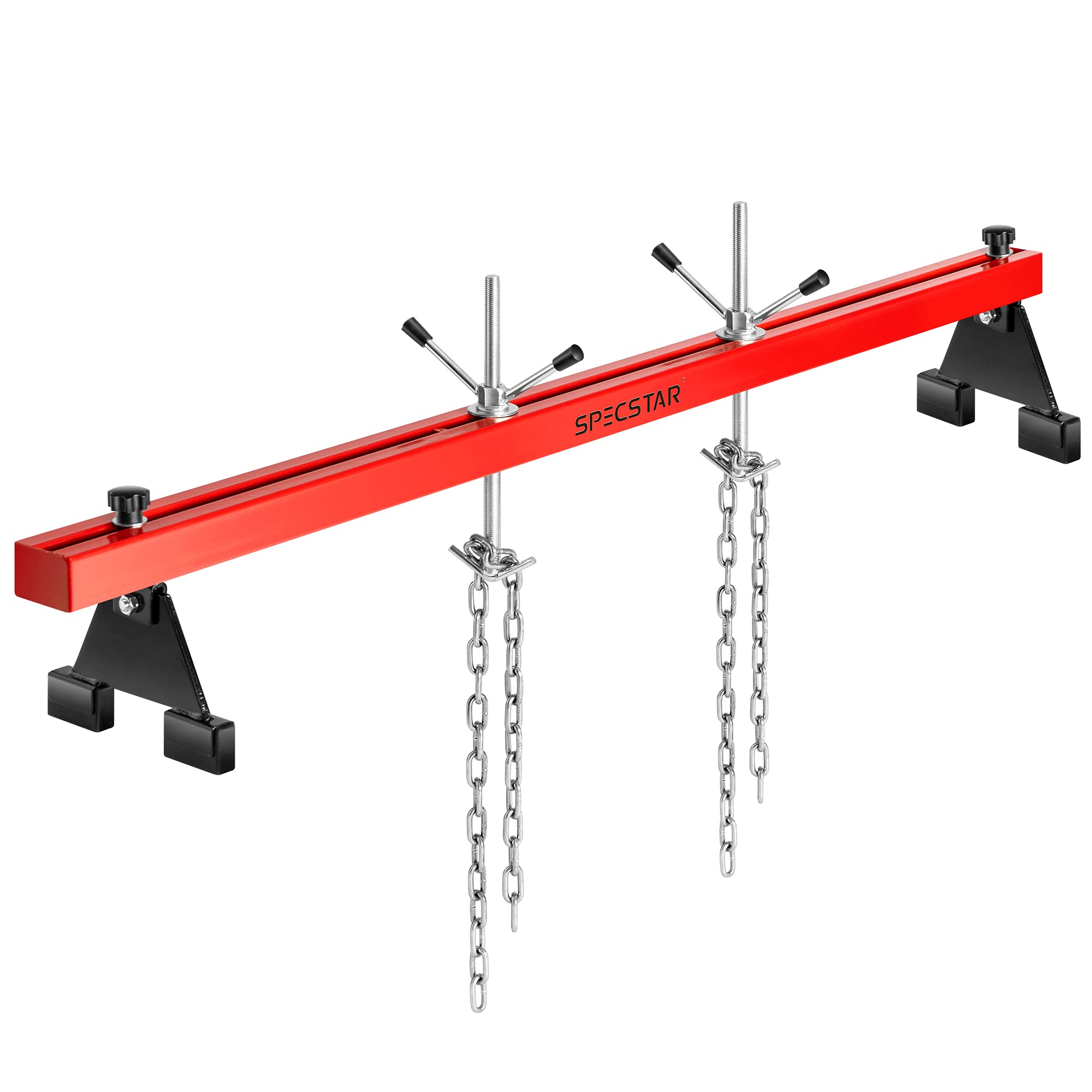 SPECSTAR 1100 Lbs Engine Support Bar Transverse Hoist for Motor Transmission with 2 Points Lift Holder and Dual Hooks