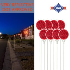 Reflective Driveway Markers,Snow Plow Markers,51 Inch Fiberglass Pole Double Sided Reflector for Driveway (Pack of 8)