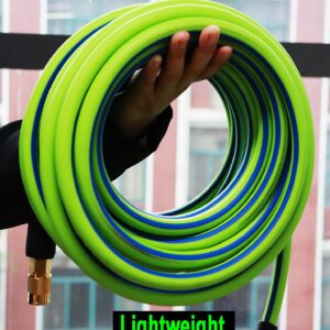 YOTOO Air Hose 3/8 in x 50 ft, Heavy Duty Hybrid Air Compressor Hose, Flexible, Lightweight, Kink Resistant with 1/4" Industrial Quick Coupler Fittings, Bend Restrictors, Green+Blue