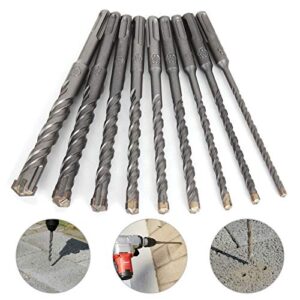 apacali 9 piece sds plus masonry drill bit set 3/16" - 5/8" carbide tip rotary hammer drill bits with 3/8 inch sds-plus shank for brick, masonry, concrete, rock, ceramic tile, cement