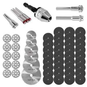 60pcs rotary cutting wheels tool kit, resin cut off wheels disc, mini hss saw blades cutter, diamond cutting kit with mandrels for wood glass plastic stone metal