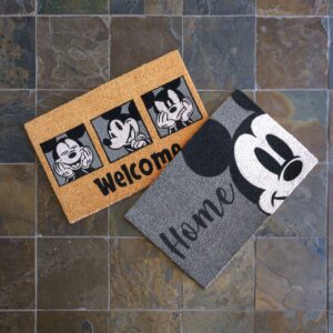 Gertmenian Mickey Mouse Coir Front Door Mat (2-Pack) for Home Entrance Retro Welcome Mat Disney Home Decor 20" x 34" Each, Orange Gray Welcome Home, 47318