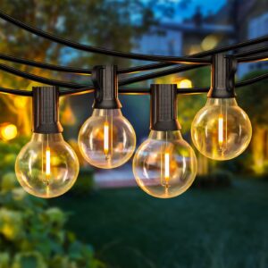 50ft led g40 globe string lights, shatterproof outdoor patio string lights with 50+2 dimmable edison bulbs, 50 backyard hanging bistro light waterproof for balcony party wedding market cafe