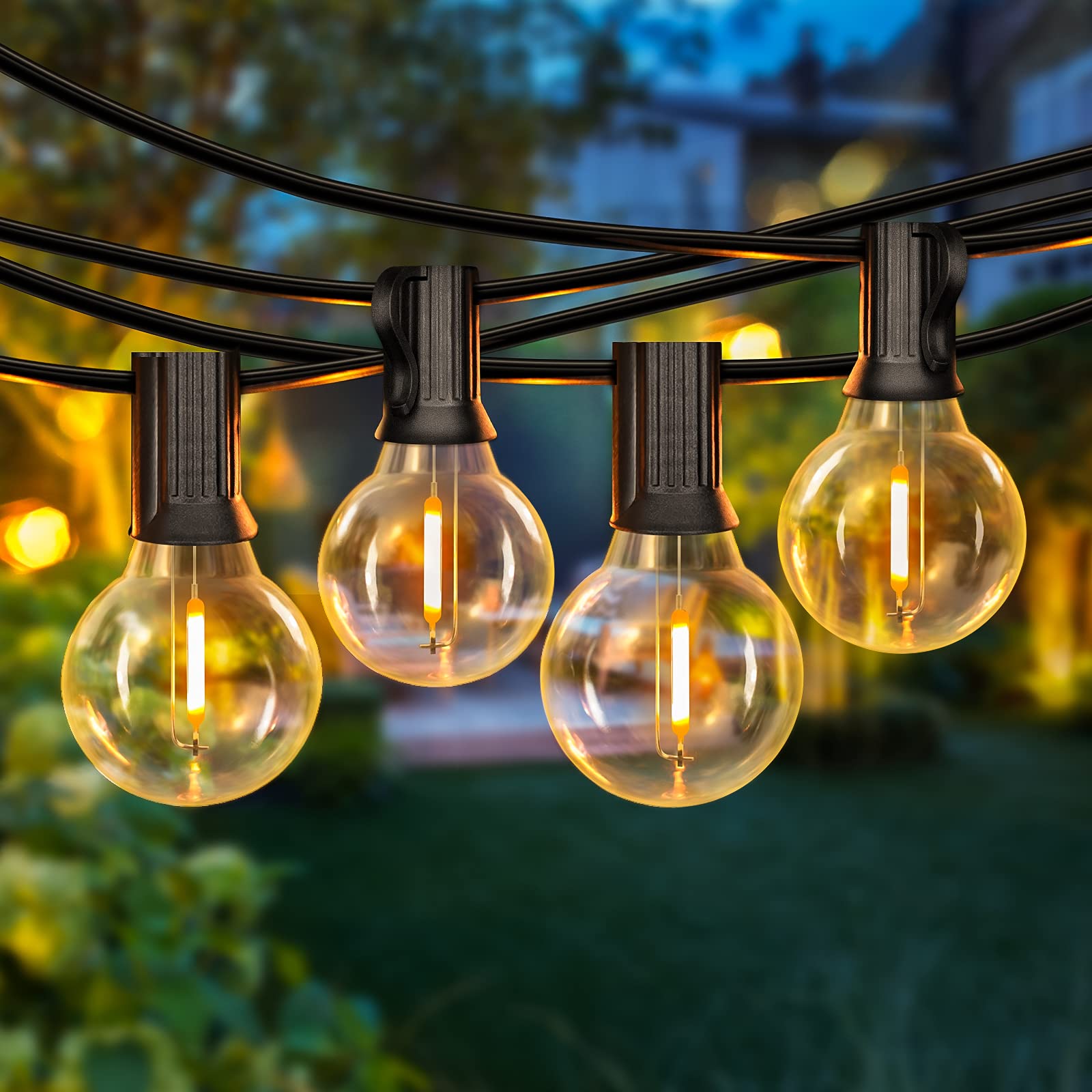 50FT LED G40 Globe String Lights, Shatterproof Outdoor Patio String Lights with 50+2 Dimmable Edison Bulbs, 50 Backyard Hanging Bistro Light Waterproof for Balcony Party Wedding Market Cafe