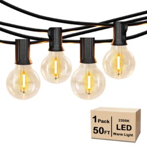 50FT LED G40 Globe String Lights, Shatterproof Outdoor Patio String Lights with 50+2 Dimmable Edison Bulbs, 50 Backyard Hanging Bistro Light Waterproof for Balcony Party Wedding Market Cafe