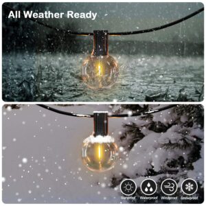 50FT LED G40 Globe String Lights, Shatterproof Outdoor Patio String Lights with 50+2 Dimmable Edison Bulbs, 50 Backyard Hanging Bistro Light Waterproof for Balcony Party Wedding Market Cafe