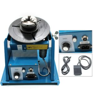 DENESTUS Rotary Welding Positioner Turntable Table with Foot Pedal 0 to 90º Welding Positioner Turntable Table 2.5" 3 Jaw Lathe Chuck 2 to10r per Min Portable Welder Mini Table Machine