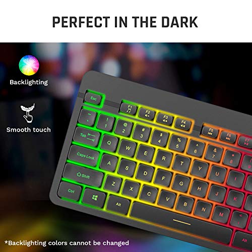 KLIM Tandem Wireless Gaming Keyboard & Mouse Combo - New 2024 - Slim Durable Ergonomic - Light up Keyboard and Mouse Wireless - Long-Lasting Built-in Battery with Energy-Saving