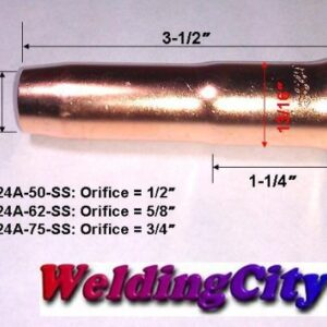 WeldingCity 2-pk Gas Nozzle 24A-50-SS (Short-Stop) 1/2" for MIG Welding Gun Tweco Professional #3/#4 and Lincoln 300-450 (Pack of 2 Nozzles)