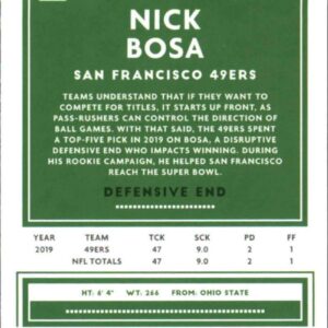 2020 Donruss #12 Nick Bosa San Francisco 49ers NFL Football Card NM-MT