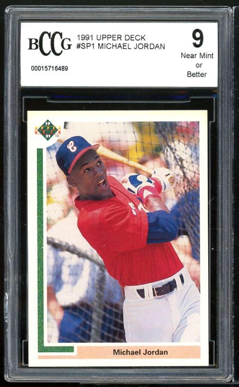 1991 Upper Deck #sp1 Michael Jordan Baseball Rookie Card BGS BCCG 9 Near Mint+