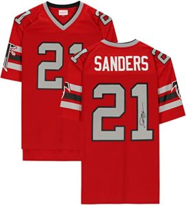 deion sanders atlanta falcons autographed mitchell & ness red replica jersey - autographed nfl jerseys