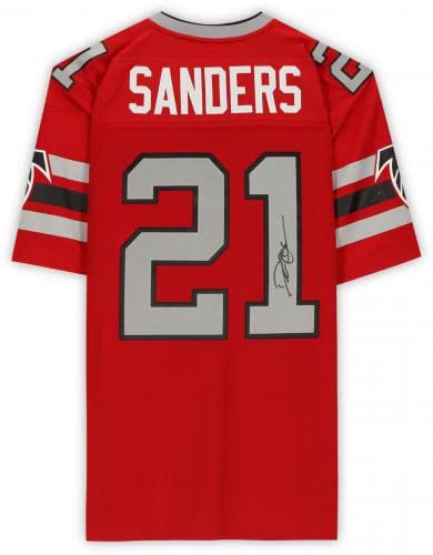 Deion Sanders Atlanta Falcons Autographed Mitchell & Ness Red Replica Jersey - Autographed NFL Jerseys