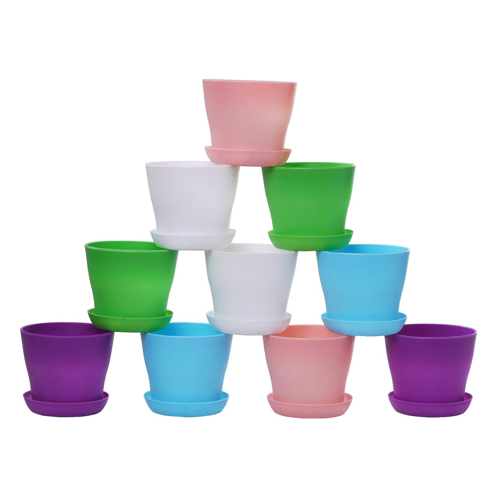 TDHDIKE 10 Pcs Plastic Planters Indoor Pots, Mini Flower Seedlings Nursery Flower Pot with Pallet, Modern Decorative Gardening Containers