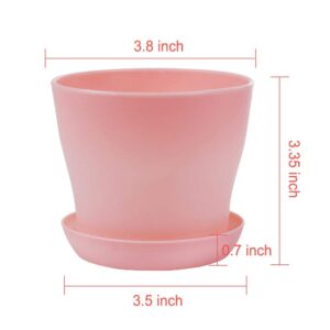 TDHDIKE 10 Pcs Plastic Planters Indoor Pots, Mini Flower Seedlings Nursery Flower Pot with Pallet, Modern Decorative Gardening Containers