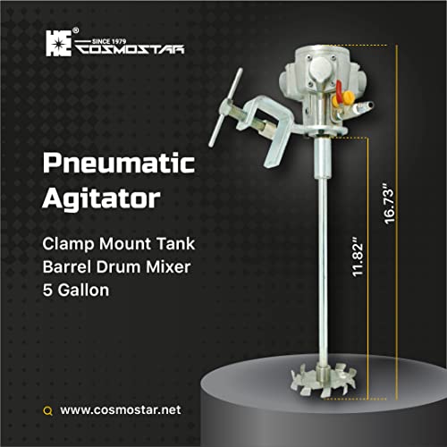 COSMOSTAR 5 Gallon Pneumatic Agitator Clamp Mount Tank Barrel Drum Mixer | Pneumatic Bracket Mixer, Paint Stirring Machine Bracket Air Agitator Paint Mix Tool, Paint Agitator, Paint Mixing Machine