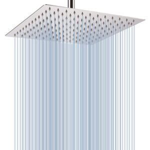 voolan rain shower head - high flow large rainfall shower heads made of stainless steel - waterfall bathroom square showerhead - ceiling or wall mount (12" chrome)