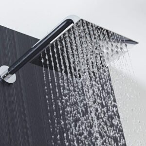 Voolan Rain Shower Head - High Flow Large Rainfall Shower Heads Made of Stainless Steel - Waterfall Bathroom Square Showerhead - Ceiling or Wall Mount (12" Chrome)