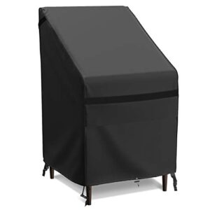 mr. cover heavy duty 600d stackable patio chair cover, fits 4-6 stackable dining chairs, 28w x 36d x 45 h inches, waterproof & uv-protection, classic black