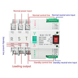 Automatic Transfer Toggle Switch AC 400V 3P Dual Power 63/80/100A Flame Retardant High Reliability High Sensitive Response for Power Supply(100A)