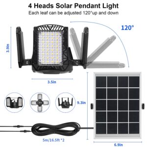 Aqonsie Solar Pendant Lights Outdoor Indoor, 1000LM Dual Head, 120° Adjustable Solar Motion Sensor Light with Remote & 4 Lighting Modes for Shed Gazebo Home Barn Chicken Coop Patio