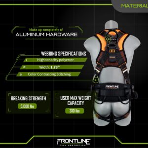 Frontline 110CTB Combat™ Lite Full Body Harness all Aluminum | Hardware Trauma Straps | OSHA and ANSI Compliant (Size: M-L)