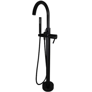 westbrass df02043-62 floor mount freestanding bathtub filler faucet with handheld shower, matte black