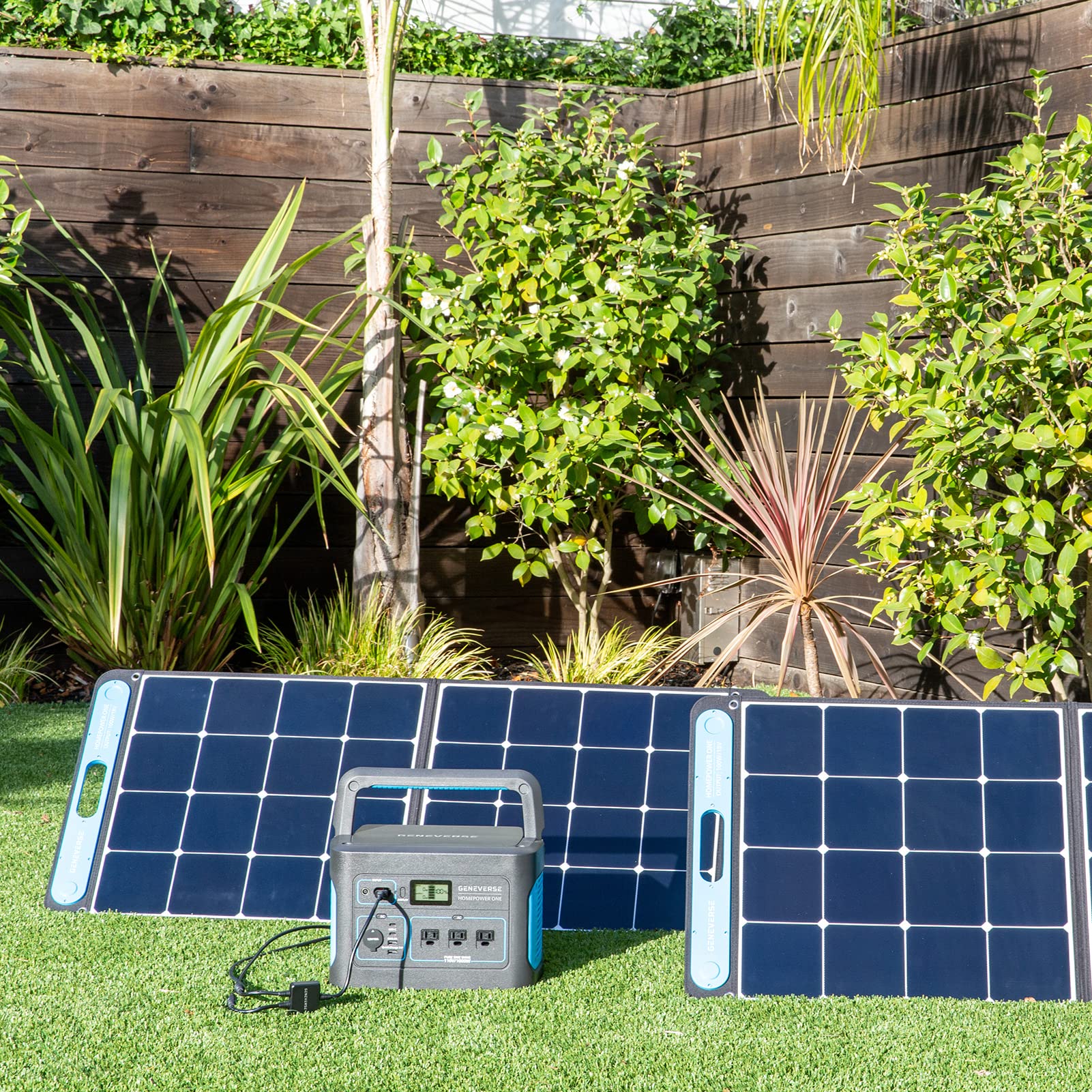 Geneverse 1002Wh (2x4) Solar Generator Bundle: 2X HomePower ONE Portable Power Stations (3X 1000W AC Outlets Each) + 4X 100W Solar Panels. Quiet, Indoor-Safe Backup Battery Generators For Home Devices