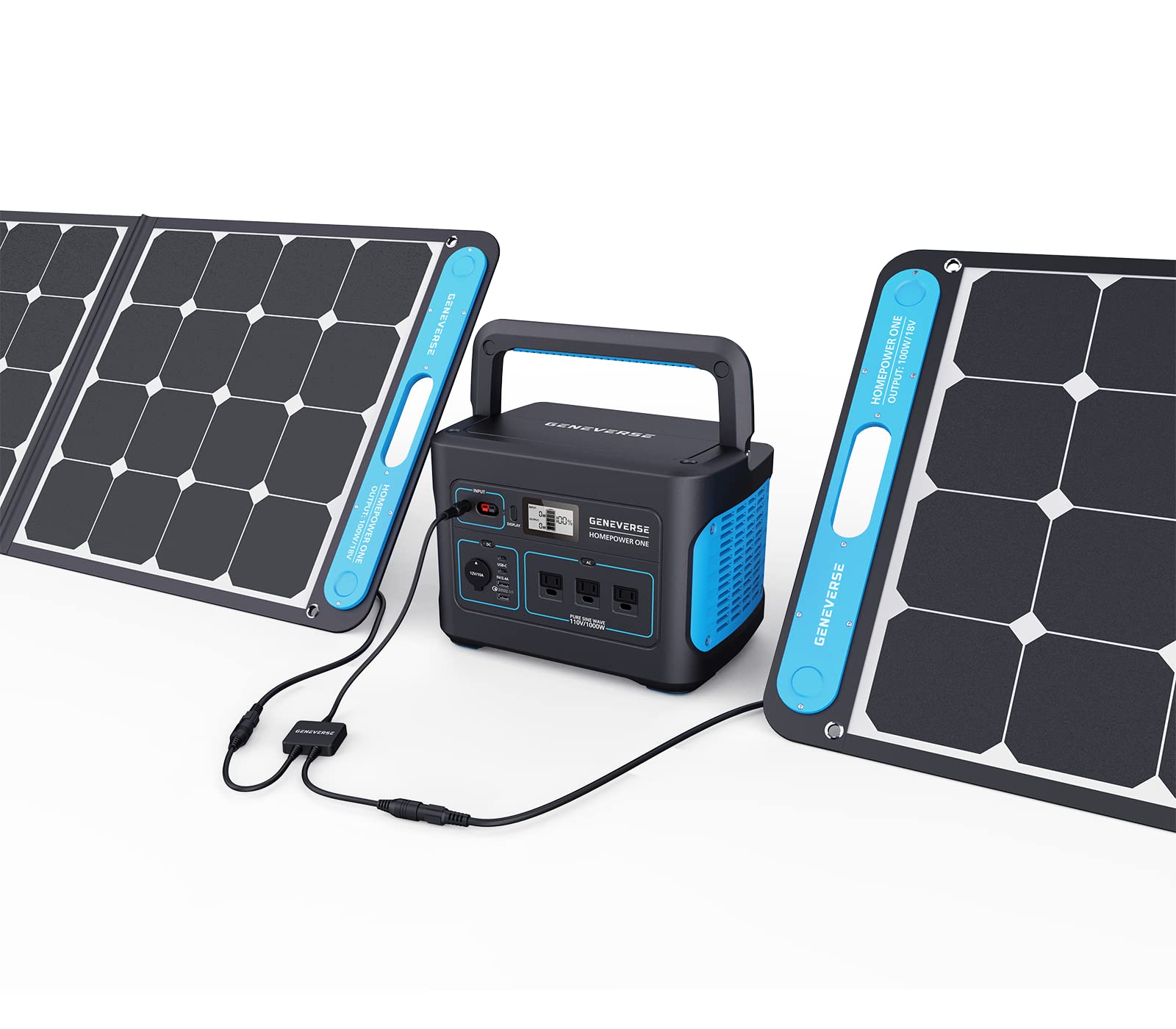 Geneverse 100W Portable Solar Panel Generator for USB Devices, 9lbs with 1X USB-A, 1X USB-C (Each), Water Resistant, Fast Solar Charging for Camping, Hiking, Cell Phones, Smart Watches, GPS and More