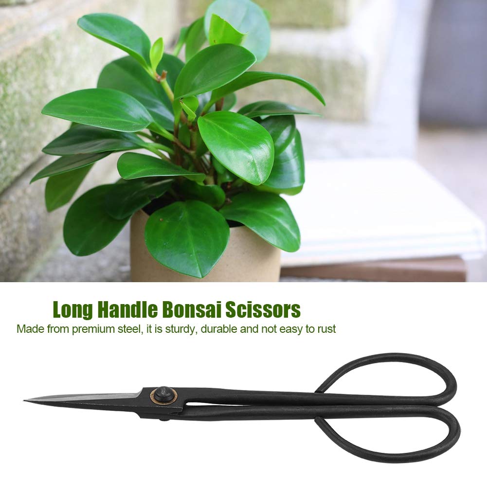 Oumefar 205mm Long Handle Bonsai Scissors Steel Pruning Shear Bud Leaves Twigs Cutting Trimming Tool Garden Equipment