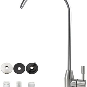 Upgrade Drinking Water Faucet, Lead-Free Kitchen Water Filter Faucet Bar Sink Faucet for Water Purifier Filter Filtration System, 1/4-inch Tube, Brushed Finish Stainless Steel by Lesica-RY