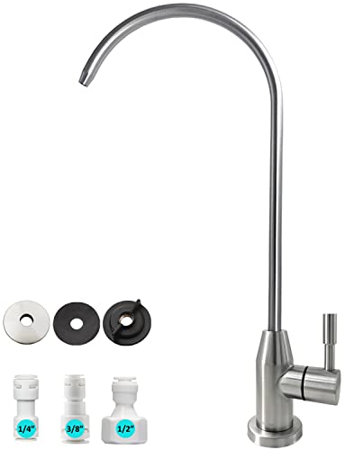 Upgrade Drinking Water Faucet, Lead-Free Kitchen Water Filter Faucet Bar Sink Faucet for Water Purifier Filter Filtration System, 1/4-inch Tube, Brushed Finish Stainless Steel by Lesica-RY