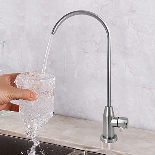 Upgrade Drinking Water Faucet, Lead-Free Kitchen Water Filter Faucet Bar Sink Faucet for Water Purifier Filter Filtration System, 1/4-inch Tube, Brushed Finish Stainless Steel by Lesica-RY