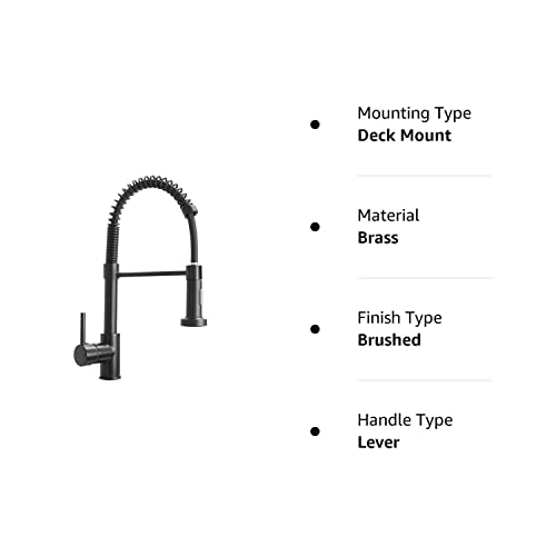 Modern Pull-Out Kitchen Faucet Pull-Down Sprayer Kitchen Sink Faucet All Solid Brass Single Handle (Matte Black)