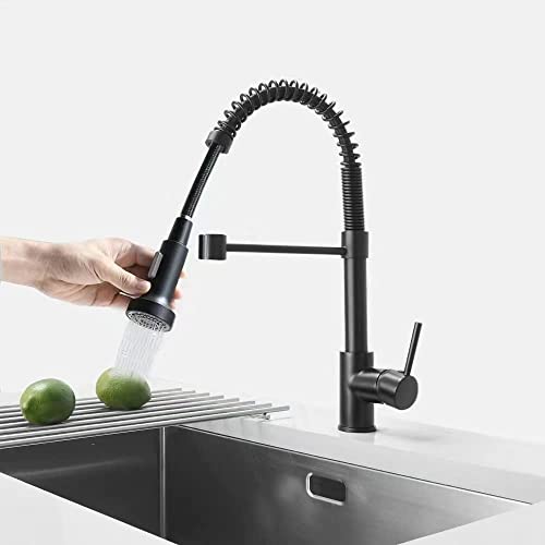 Modern Pull-Out Kitchen Faucet Pull-Down Sprayer Kitchen Sink Faucet All Solid Brass Single Handle (Matte Black)