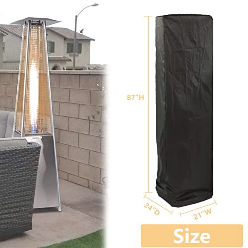 asdmm Waterproof Glass Tube Heater Cover - Outdoor Square Standing Patio Heater Protector for Pyramid Torch and Triangle Heater, 210D Heavy Duty & Anti-dust