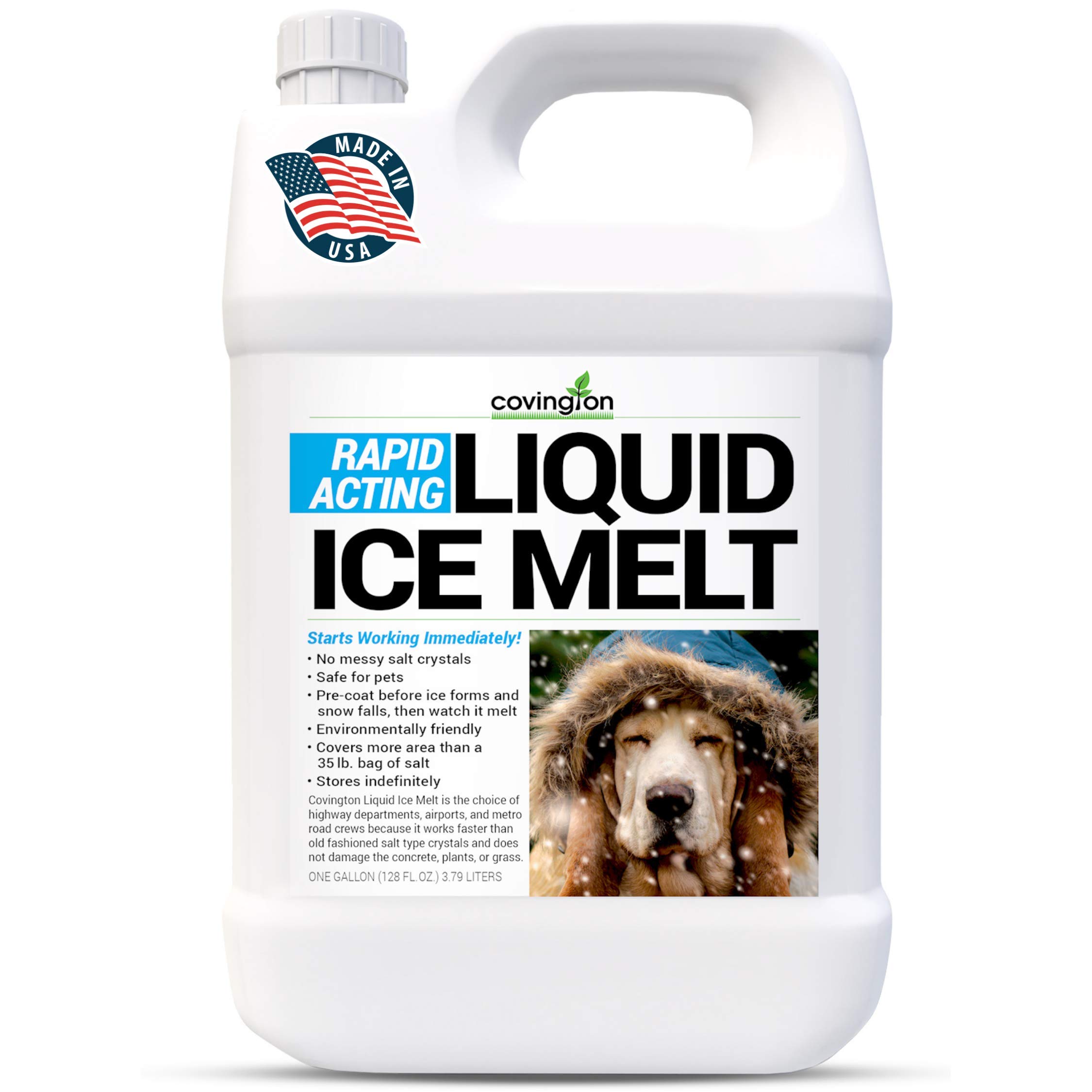 Ice Melt, Pet Safe Ice Melt, De Icer for Sidewalks, Driveways, Decks, & Concrete. Spray Pet Friendly Liquid Ice Melt, Covers More Ground & Easier than Spreading Salt Pellets, USA Made-1 Gallon