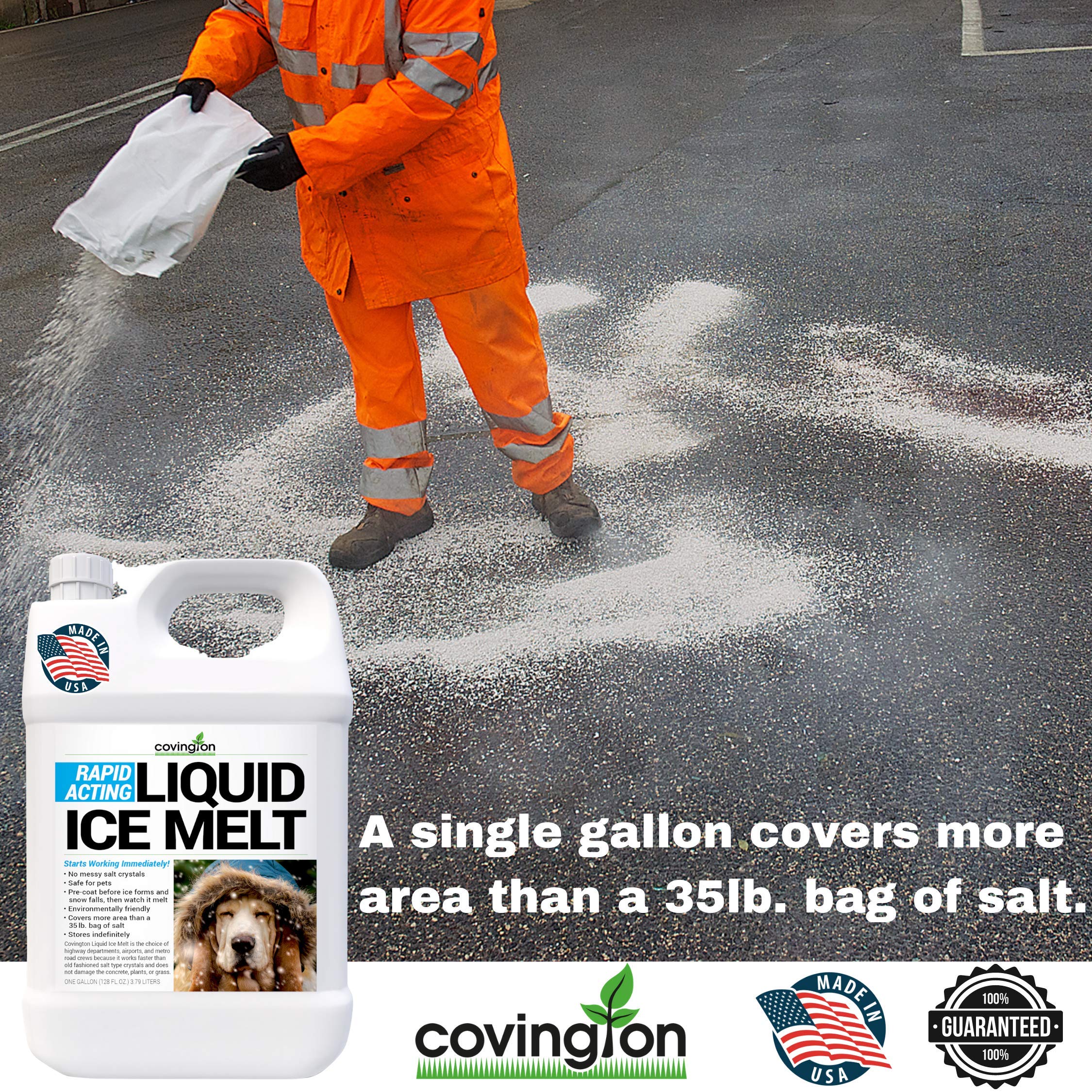 Ice Melt, Pet Safe Ice Melt, De Icer for Sidewalks, Driveways, Decks, & Concrete. Spray Pet Friendly Liquid Ice Melt, Covers More Ground & Easier than Spreading Salt Pellets, USA Made-1 Gallon