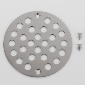 VOURUNA 4-Inch Screw-in Shower Drainer Cover Replacement Floor Strainer Floor Drain Brushed Nickel