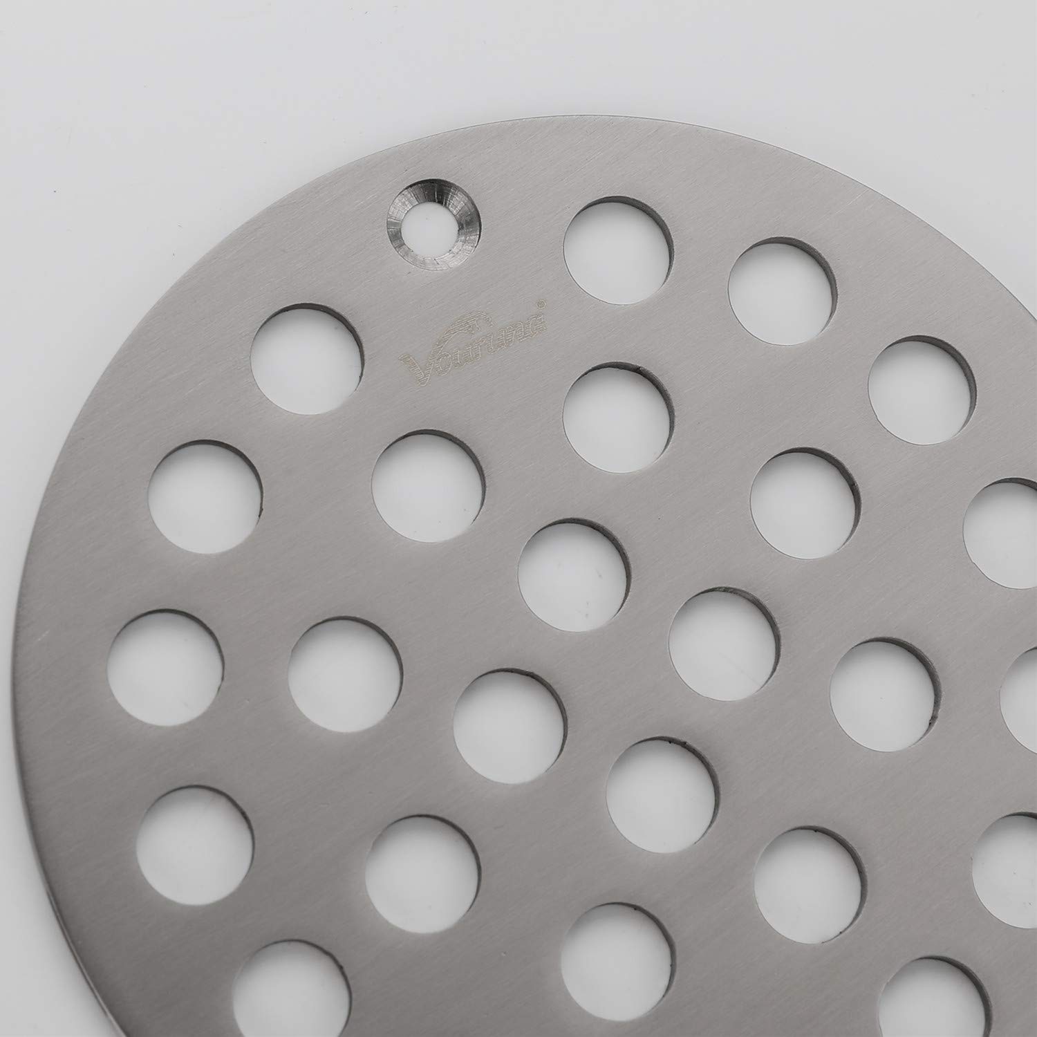 VOURUNA 4-Inch Screw-in Shower Drainer Cover Replacement Floor Strainer Floor Drain Brushed Nickel