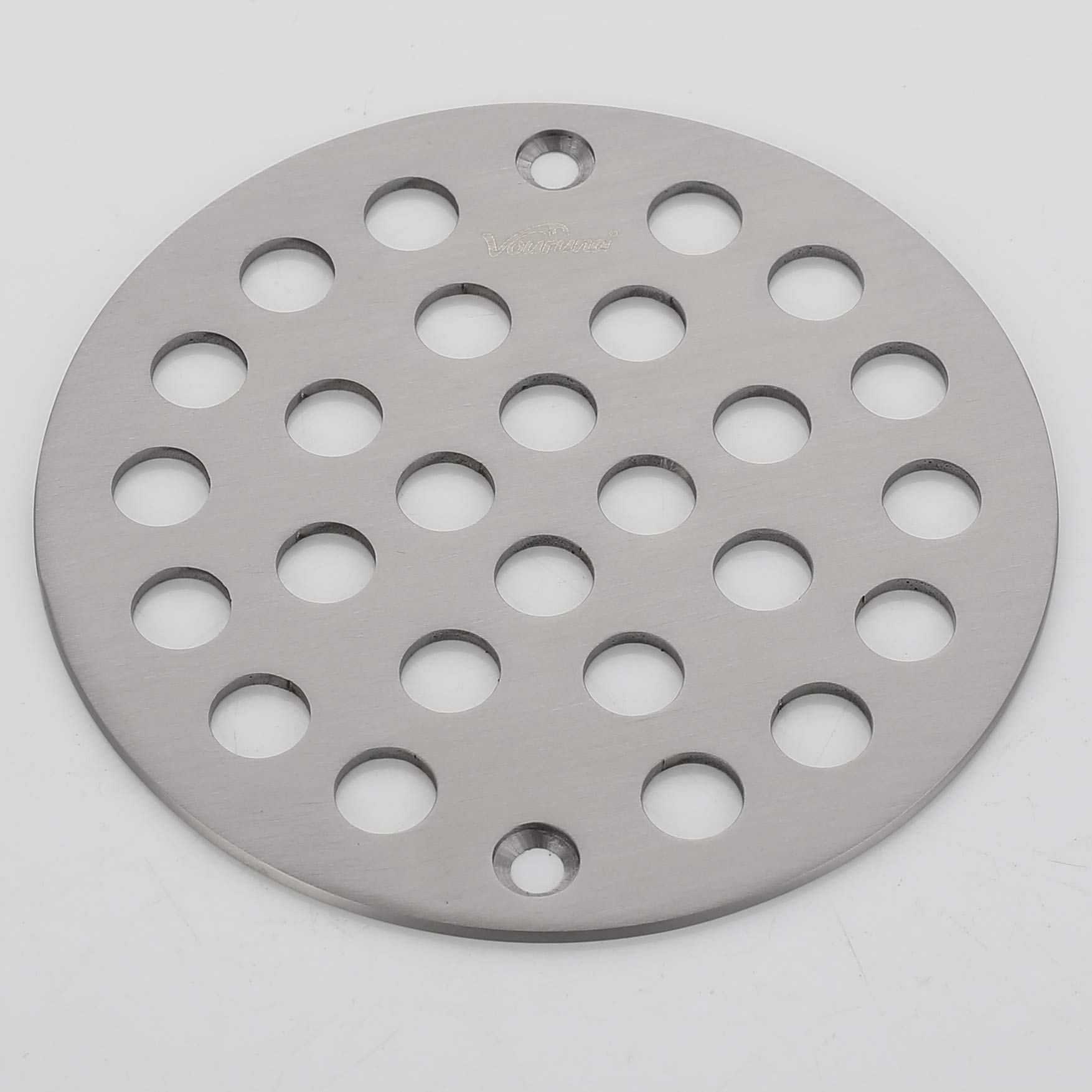 VOURUNA 4-Inch Screw-in Shower Drainer Cover Replacement Floor Strainer Floor Drain Brushed Nickel