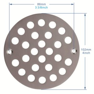 VOURUNA 4-Inch Screw-in Shower Drainer Cover Replacement Floor Strainer Floor Drain Brushed Nickel