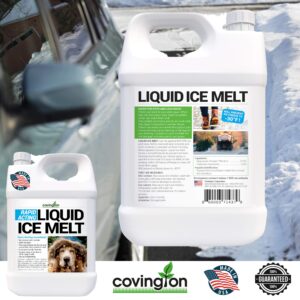 Ice Melt, Pet Safe Ice Melt, De Icer for Sidewalks, Driveways, Decks, & Concrete. Spray Pet Friendly Liquid Ice Melt, Covers More Ground & Easier than Spreading Salt Pellets, USA Made-1 Gallon